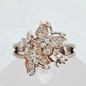 Two Tone Butterflies Ring